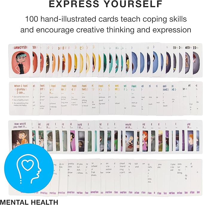 Feelings in a Flash - Emotional Intelligence Flashcard Game - Toddlers & Special Needs Children - Teaching Empathy Activities, Coping & Social Skills - 50 Scenario Cards, 50 Reaction Faces