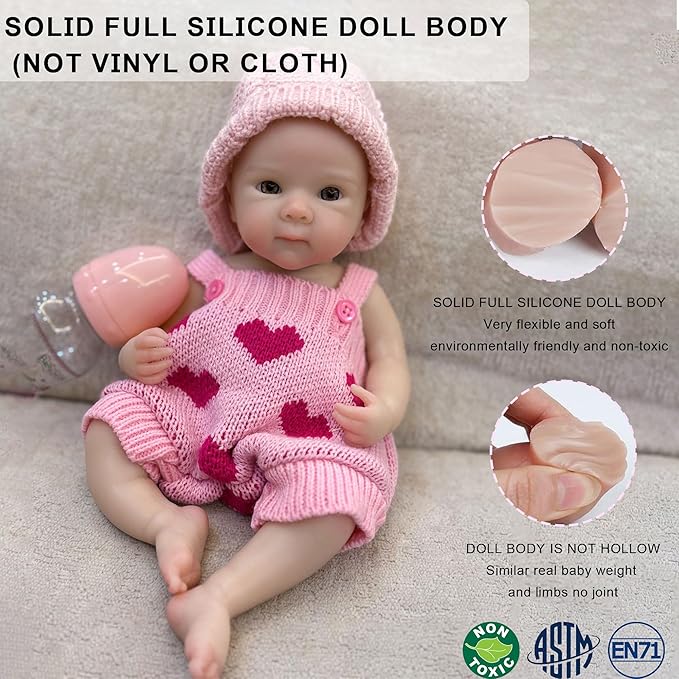 12 inch Full Silicone Reborn Baby Doll Girl Lifelike Newborn Dolls Open Mouth Real Life Baby Dolls with Feeding Accessories