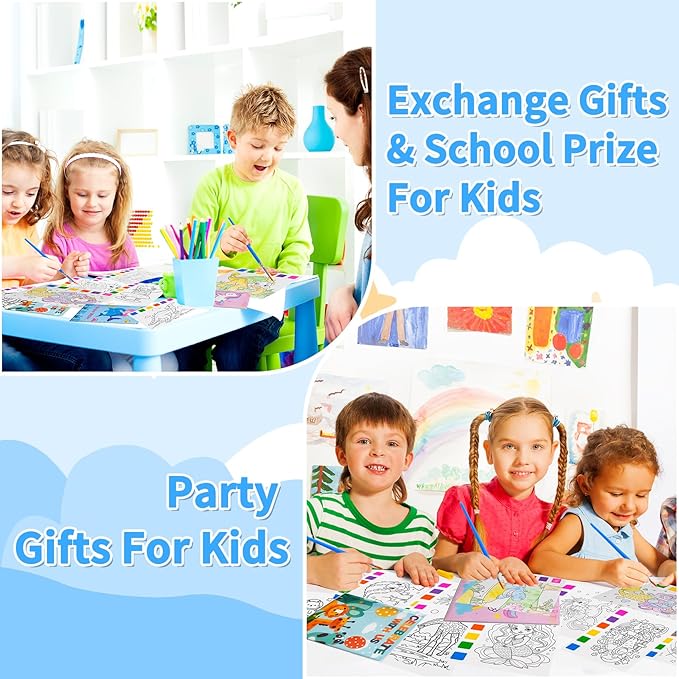 Rotu Water Coloring Books for Kids Party Favors for Kids 4-8 3-5, Birthday Gifts Classroom Prizes Goodie Bags Stuffers Bulk Art Craft Supplies, 18 Pack(126Pcs)