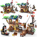 3 Style Pirate Ship Wharf Building Set with LED Light - 781PCS Medieval Pirate's House Building Block Toy, Architecture Bricks Kit for Kids Girls Boys Ages 6-12+ Birthday Gifts