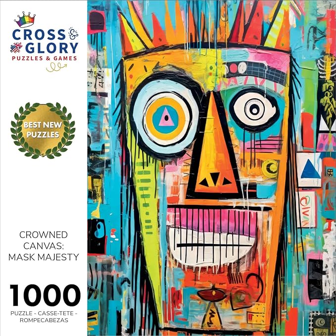 Cross & Glory - Crowned Canvas: Mask Majesty - 1000 Piece Jigsaw Puzzle for Adults | Vibrant Colors | Premium Puzzle | Challenging Brain Workout Idea
