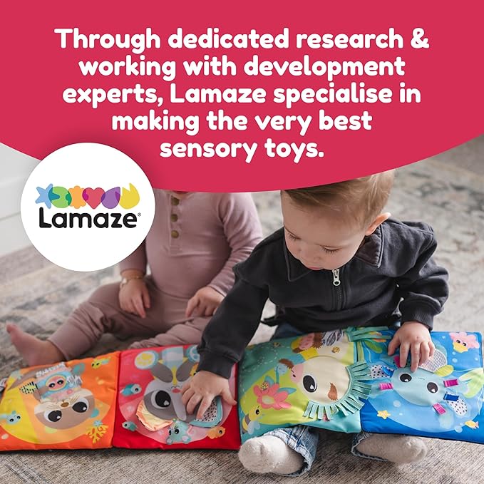 LAMAZE Tummy Time Baby Mirror Toy - Portable Folding Fabric Soft Book with High Contrast Colors for Sensory Development - Baby and Stocking Stuffers - Ages 0 Months and Up