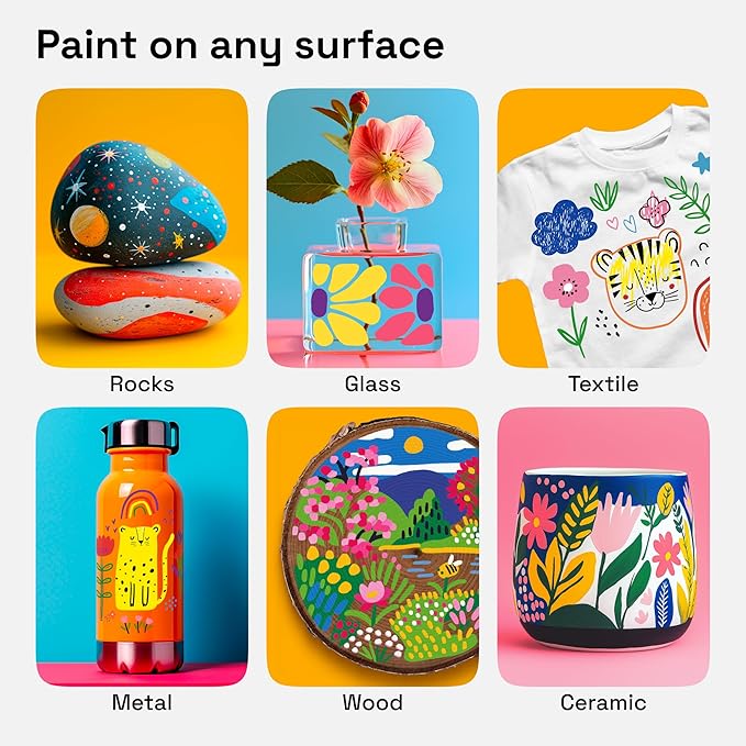 ARTISTRO 12 Acrylic Paint Markers for Rock, Fabric, Wood, Glass, Craft, Decoration - Dual-Tip Paint Pens - Stocking Stuffers, Christmas Gift Idea for Teens, Grandkids, Kids - Art Supplies