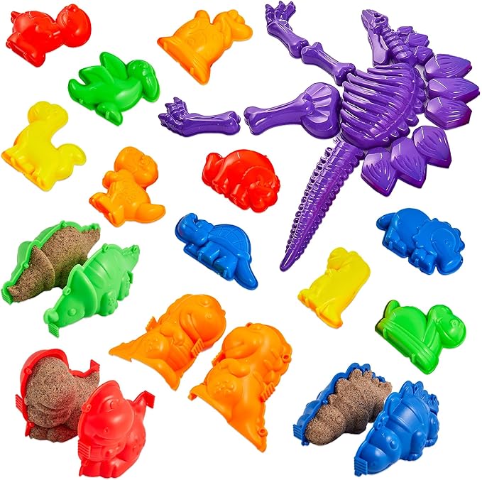 USA Toyz Dinosaur Sand Molds Beach Toys for Kids- 23pk Sandbox Toy for Toddlers, Compatible with Foam or Molding Clay, 3D Beach Sand Castle Building, Water Tables, Indoor Outdoor Sensory Toys for Kids