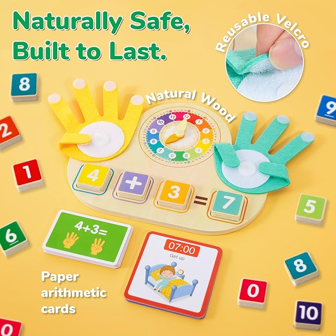 QEF Montessori Toys for 3 4 5 Year, Educational Math Manipulatives Number Counting Blocks for Kids, Preschool Learning Toys for Toddlers 2-4