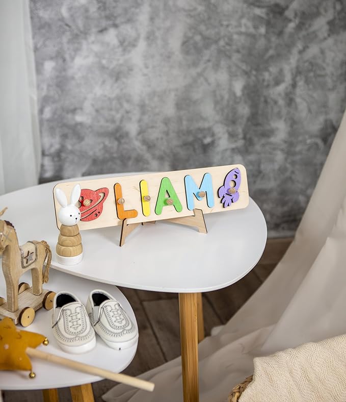Personalized Wooden Name Puzzle Baby Name Puzzle Customized Educational Toys for Toddler Sensory Toys 1st Birthday Girl Custom Gifts for Kids Personalized Baby