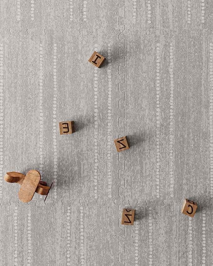 House of Noa Baby Play Mat – 4'x8' Dove Aspen – Set of 8 Tiles – Cushioned EVA Foam Play Mat for Floor, Soft Interlocking Baby Crawling Mats for Hard Floors