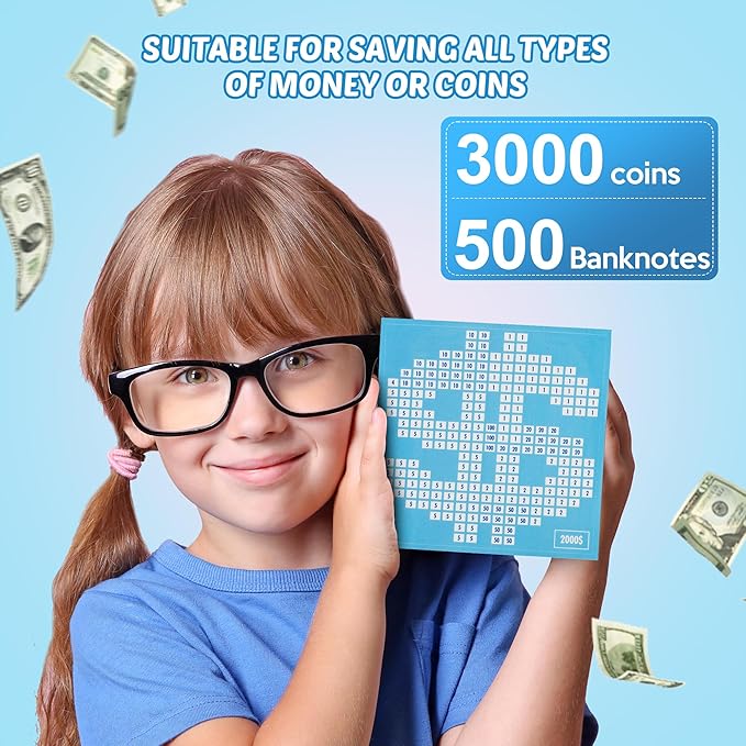 Primo Lines Piggy Bank for Adults Must Break to Open, with Savings Counter & Goal Tracker, Unbreakable Stainless Steel Money Box for 10K Challenge $3000 $5000, Kakeibo (4.72 Inch)