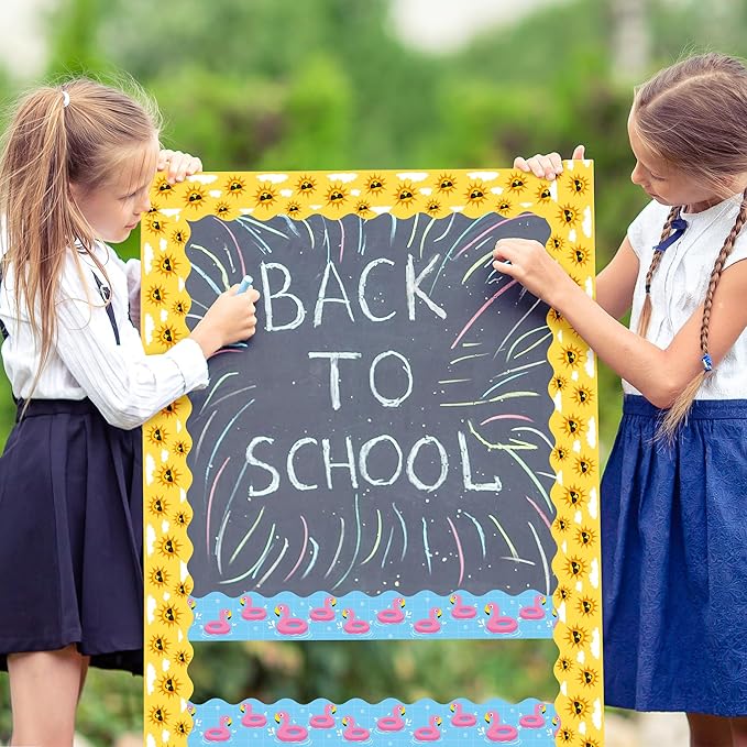 BeYumi Summer Beach Border Trim - 80Pcs Summer Wave Beach Pool Bulletin Board Borders Back to School Border Trim Decor Classroom Office Chalkboard White Board Poster Summer Holiday Party Decoration