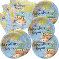 Around The World Party Decorations 40Pcs Adventure Awaits Birthday Plates and Napkins Supplies Baby Shower Graduation Retirement Decor Globe Travel Themed Party Decorations Serve 20