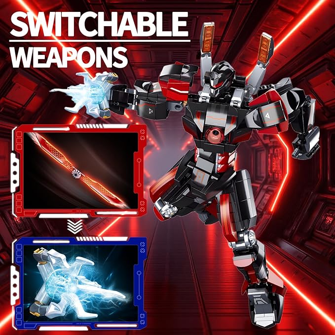 Wanderer Mech Robot Building Block Sets Dark Robot with 2 Weapons Forms Destroy Warrior City Action Mechs Model Kit Toys Gift for Adults and Kids Boys 6 7 8 10+ 585 Pieces