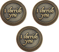 Bulk Set of 3 Romantic Love Expression Coins, I Cherish You, I Can't Stop Thinking About You, Anniversary Pocket Tokens for Date Night, Love Gift for Men & Women, from Him or Her