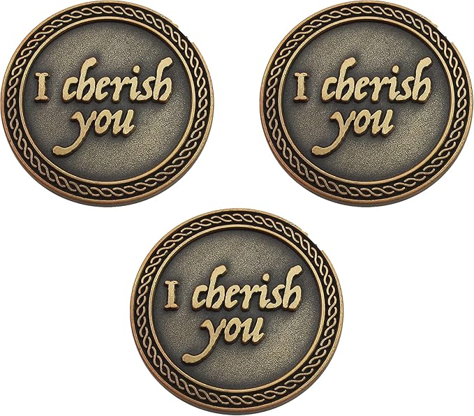 Bulk Set of 3 Romantic Love Expression Coins, I Cherish You, I Can't Stop Thinking About You, Anniversary Pocket Tokens for Date Night, Love Gift for Men & Women, from Him or Her