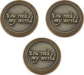 Bulk Set of 3 Romantic Love Expression Coins, You Rock My World, & Make My Heart Skip a Beat, Anniversary Pocket Tokens for Date Night, Love Gift for Men & Women, from Him or Her