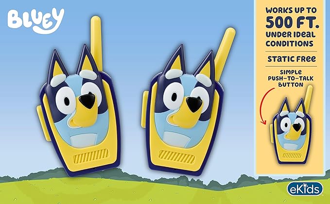 ekids Bluey Toy Walkie Talkies for Kids, Designed for Fans of Bluey Toys for Toddlers