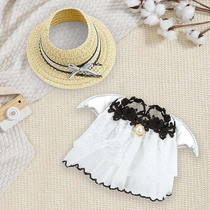 17cm Doll Clothes Set-Adorable Outfits for Dolls-Stylish Accessaries Clothes Dress-Up-Replaceable Clothing Collections, Includes Hat, Top, Skirt(White-Style C)