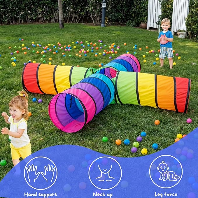 XXL Tunnel for Kids 98 in. | Tunnel Tent for Toddlers | 4X Play Tunnels for Children | Colorful Pop Up Crawl Tunnel | Collapsible Gift for Boy and Girl Indoor and Outdoor Game