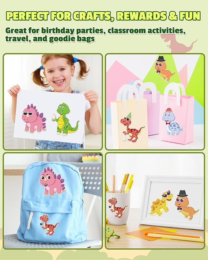 Aowplc 30 Sheets Make A Dinosaur Stickers for Kids Fun Mix 'n Match Craft for Party Favors & Activities