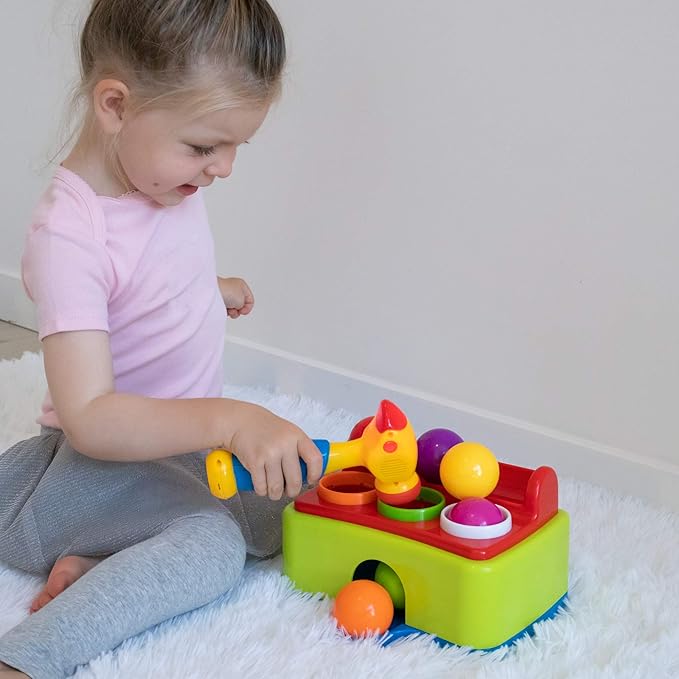 Bambiya Ball Popper Game with Hammer Toy –Baby Toy with Fun Lights and Sound Effects – Hours of Fun and Skills Development with This Baby Ball Toy for Kids 3+ Year Old