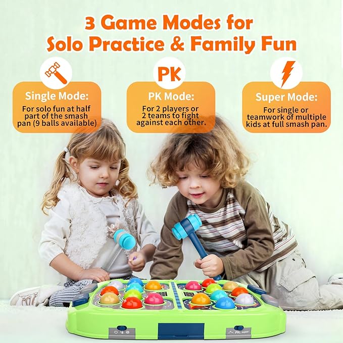 Whack a Mole Game, Toys for Ages 3-4 5-7 8-12 Boys Girls, Whack Game for Toddlers, Gifts for 3 4 5 6+ Year Old Boys Girls, Early Learning Educational Toys with 2 Hammers Sound & Light