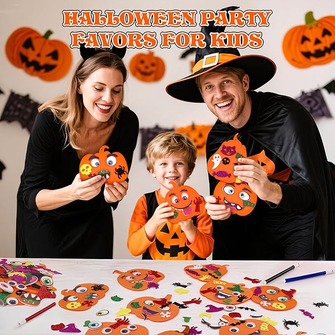 OCHIDO 312 PCS Halloween Crafts for Kids, DIY Foam Pumpkins for Craft Bulk, Halloween Arts and Crafts for Party Favors Supplies, Halloween's Decorations, Classroom Craft Activities