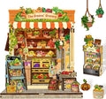 Cutefun Book Nook Kit - DIY Miniature Dollhouse Kit for Adults and Teens, Fruit & Vegetable Store Mini House Building Kit with LED Bookshelf Insert Decor Creative Gifts (The Greens’ Grocery)