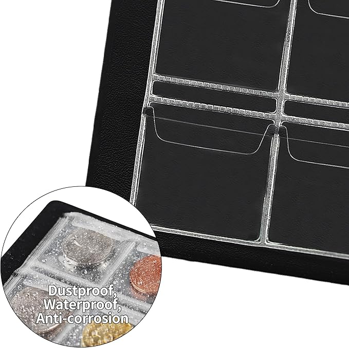 Uncle Paul Coin Album Coin Holder Coin Collection Book for Half Dollar/Small Dollar/50 Pence/Two pounds 60 Pockets CS3712GR