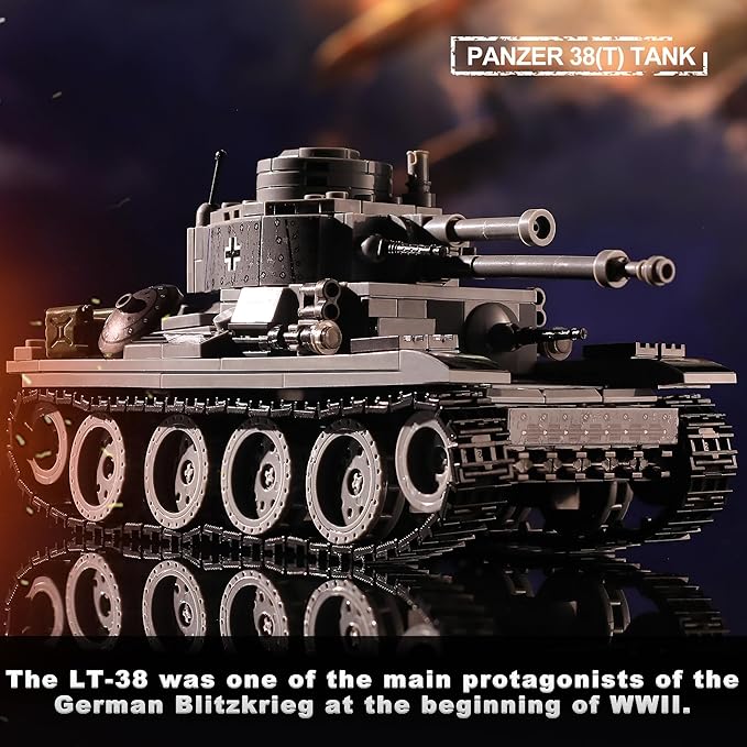 WW2 Army Tanks Toy Building Sets (1008 Pieces) Compatible with Lego, Create a Soviet T-34 & German Panzer 38(t) Tank, Great Military Model Toys Gift for Boys, Kids, and Teens Age 8+