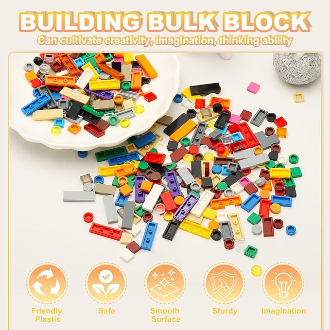 PATIKIL 555 Pcs Flat Blocks Bulk, 1x2 Square Brown Classic Tiles Smooth Surface Mini Building Blocks Accessories Compatible Bricks Kits for Building Floor Walls Mosaic Pixel Arts