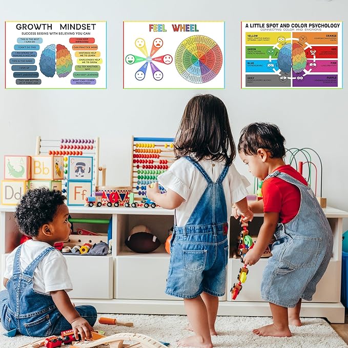 6 Zone of Self-Regulation Bulletin Board Set Feeling Chart for Kids - Calm Down Corner Toolkit with Feeling Wheel Poster, Emotions Chart & Growth Mindset Activities (8x12 Inch, Classroom Decor Essentials)