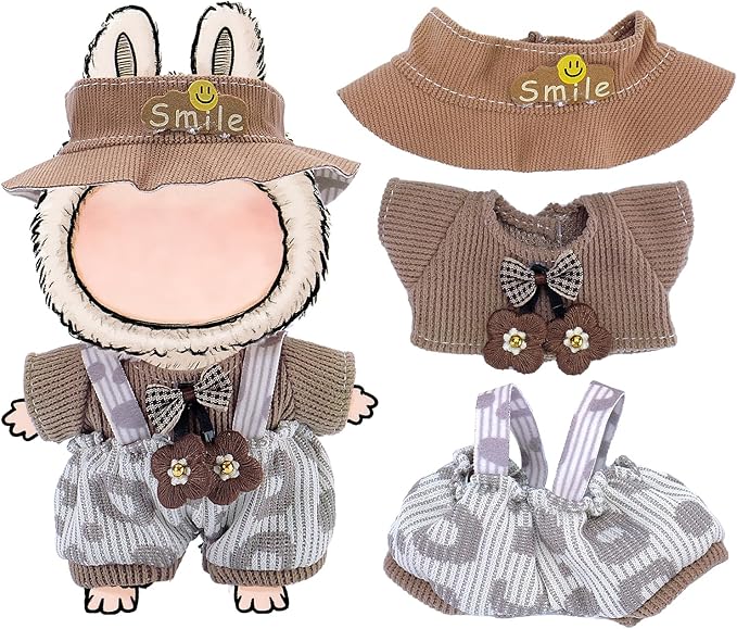 6 Sets Doll Clothes and Accessories for 17cm Plush Dolls - Dress Up Doll Clothing Set Replacement Outfit Collection Gifts for Children Over 3 Years Old（No Doll