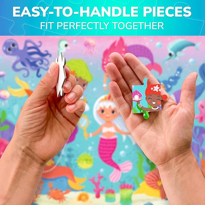 QUOKKA Puzzles for Kids Ages 4-6 – 60 Piece Jigsaw Puzzles for Toddlers Ages 3-5 with Mermaid – Quiet Time Toys for Preschoolers 2-4 – FSC Certified Educational Learning Game for Boys and Girls