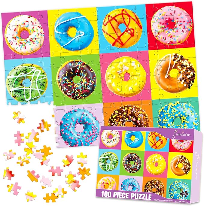 100 Piece Donuts Jigsaw Puzzle for Kids Teens Age 4-8 Gift Family Time (Donuts)