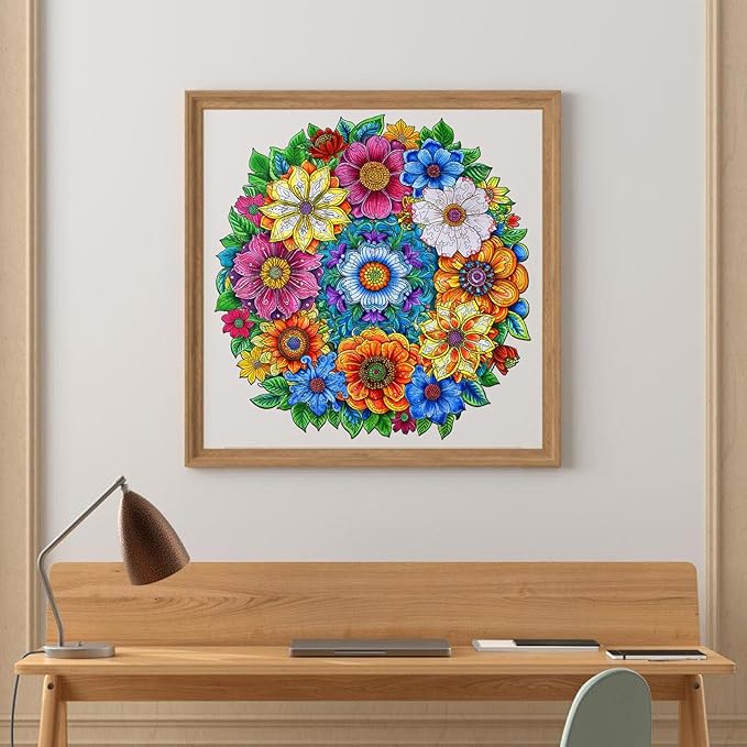Wooden Jigsaw Puzzles Flower 500pcs 16.5x16.4in, Royal, Wooden Puzzles for Adults, Unique Shape Animal Adult Puzzles, Irregular Wood Puzzles Best Gift for Adults Family Game