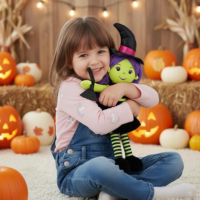 June Garden 14" Snuggle Cutie Sophie - Soft Cuddly Witch Doll - Adorable for Kids & Toddlers - M