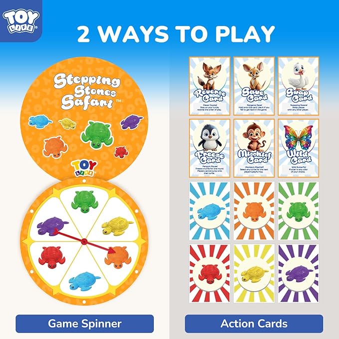 TOY Life 10 Pcs Turtle Balance Stepping Stone for Kids, Indoor Outside Toys for Kids Ages 4-8, Toddler Outdoor Toys, Stepping Stones Game, with Cards and Spinner