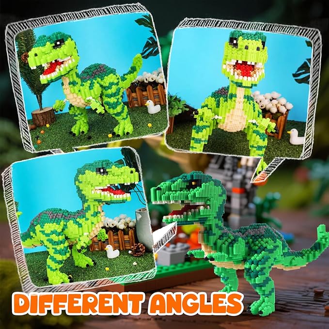 Dinosaur Tyrannosaurus Rex Building Sets Velociraptor Micro Mini Blocks Toy Birthday for Age 6+ Boys Adults Teens 2745 Pieces