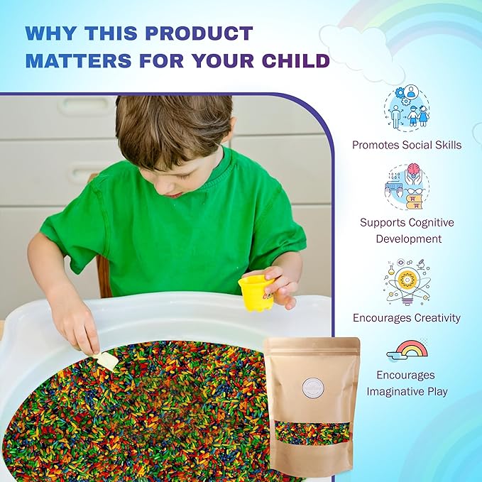 Colored Rice in Vibrant Colors, Sensory Bin Filler, Rainbow Rice for Art & Craft, Creative Learning & Color Perception, Non-Toxic, Safe for Kids & Pets, Made in The USA (2lbs) (Mix-2)