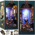 [2025 New] Sea Maze Book Nook Kit with Dust Cover & LED Light, DIY Miniature House Kit Toy, 3D Wooden Puzzle Bookshelf Decor Building Kit, Birthday Gifts for Family & Friends