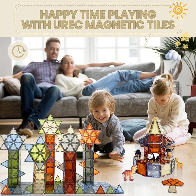 Magnetic Tiles, 100PCS Magnetic Blocks for Kids, 3D Diamond Magnet Tiles Building Blocks for Toddlers, Construction STEM Magnet Toys Gift for 3+ Year Old Boys and Girls