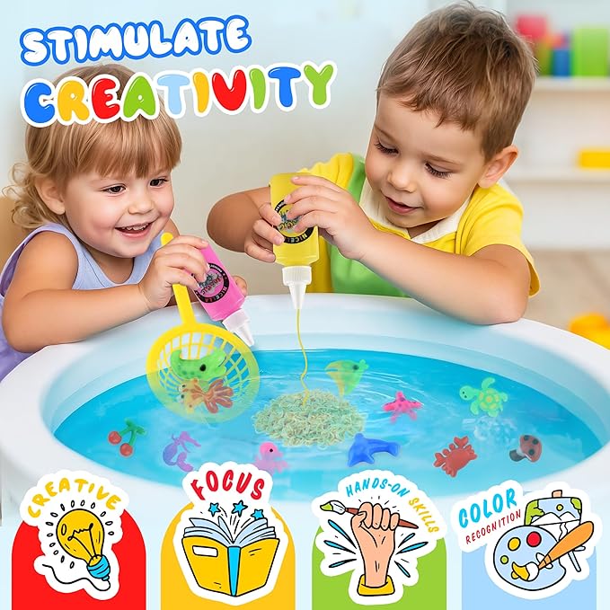 Magic Water Elf Toy Kit, Waters Pets, Aqua Water Gel with 20 Magic Gels and 20 Shape Molds, DIY Squishy Maker Kit, Kids Summer Crafts，Make Your Own Squishies Toys Crafts for Boys & Girls