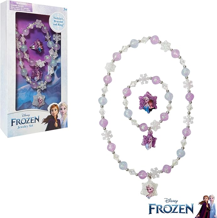 LUV HER Girls Jewelry Set - Dress Up Toy Jewelry Box Set with Bead Necklaces, Bracelets, and Rings - Frozen Play Accessories - Ages 3+