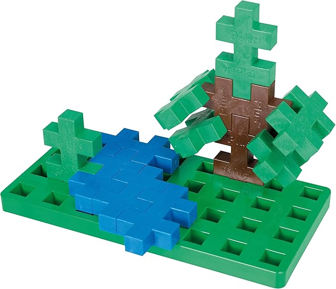 PLUS PLUS Big - Baseplate Duo, Green & White - Base Accessory for Building and displaying Creations, Construction Building Stem/Steam Toy for Toddlers and Preschool