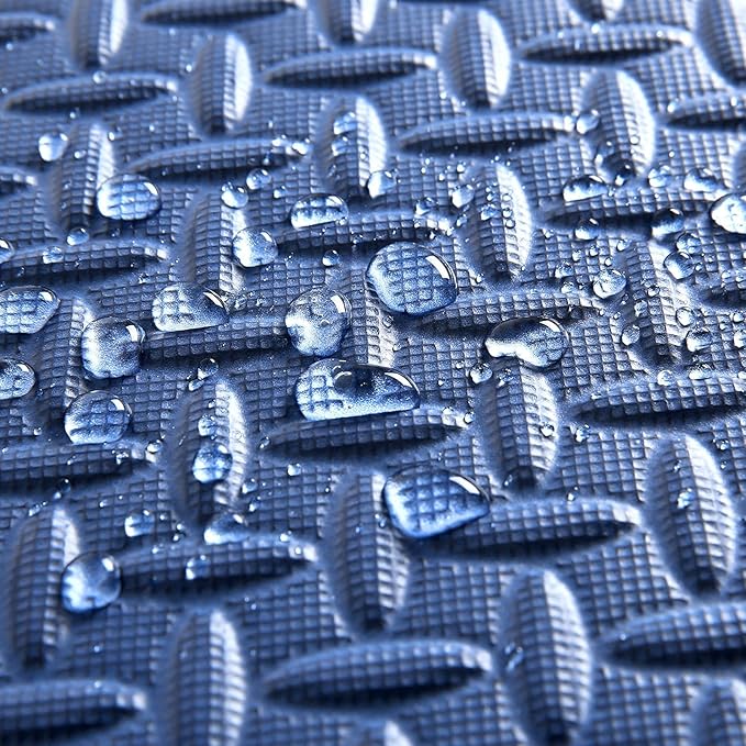 Foam Play Mat for Toddlers, EVA Non-Toxic Interlocking Floor Mats with Solid Colors, Squares Baby Play Mat, EVA Foam Floor Mat Foam Mats for Kids, Baby, 16 Tiles(White/Light Gray/Dark Blue)