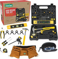 SparkJump Deluxe Kids Tool Set, Real Tools with Leather Tool Belt & Tool Box, Beginner Tool Kit for Boys & Girls Ages 4-6 & Up, Brown Ultimate Tool Set