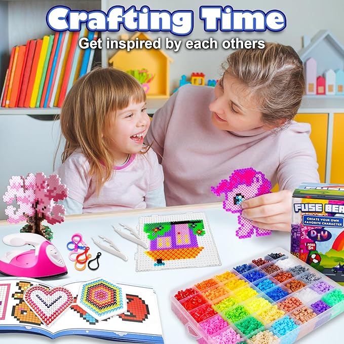 FUNZBO 11000 5mm Fuse Beads Kit - 36 Colors | 66 Patterns, Arts and Crafts for Kids, Teens and Adults, Toys Crafts for Room Decorations, Gifts for Girls, Boys and Kids Age 5+