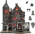 3D Wooden Puzzle Haunted House Model Set - Miniature Haunted House Kits with Led Accessories Furniture, Suitable for Adults and Teenagers to DIY Halloween Horror Doll House Craft Gifts.