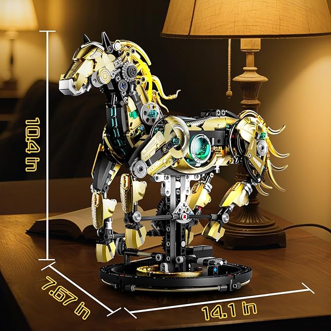 Mechanical Horse Building Sets, Compatible with Lego Animals, Animal Collection Toy, Home or Office Decor for Adults, STEM Building Gift for Teens Boys and Girls 8-14 (1055PCS)
