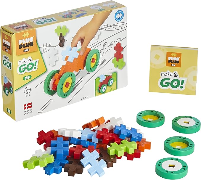 PLUS PLUS Big Make & GO 29 Pieces Construction Building Stem/Steam Toy, Interlocking Large Puzzle Blocks for Toddlers and Preschool