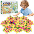 10Pcs Puzzle Track Car Play Set for Toddlers, Puzzle Racer Kids Car Track Set, Race Tracks for Kids Ages 4-8, Educational Puzzle Car Toys for 3 4 5 Year Old Boys (Bee)